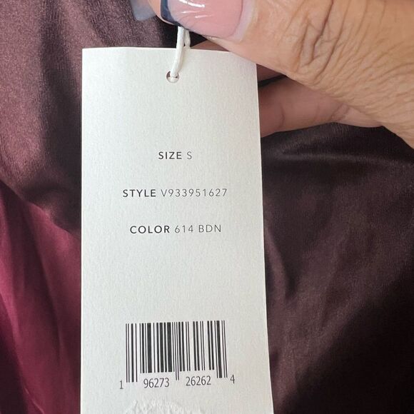 Vince Beet/Brown Spaghetti Strap Ombré Satin Slip Midi Dress Size Small - Picture 13 of 16